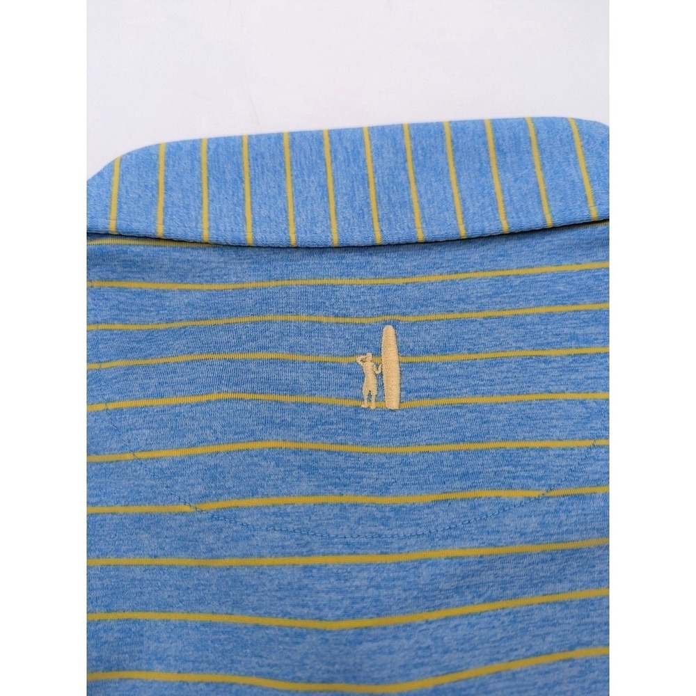 Johnnie O Men XXL Blue Yellow Striped Short Sleeve Performance Golf Polo Shirt - Picture 9 of 9